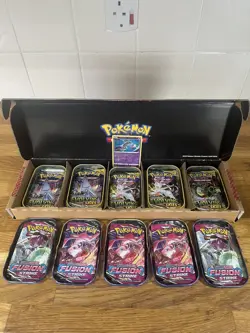 Pokemon Kanto Power Mini tin 5x Evolving Skies & 5x Fusion Strike Booster Packs - Image 1