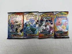 Pokemon SM Cosmic Eclipse Booster Pack Art Set New Sealed 4 Packs - Image 1