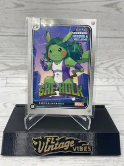 Pikachu as She-Hulk #88 Lazer Holo Marvel Heroes & Villains Non-Pokemon Fan Art - Image 2