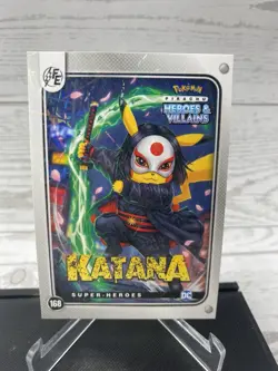 Pikachu as Katana #168 Lazer Holo DC Heroes & Villains (Non-Pokemon Fan Art) - Image 2