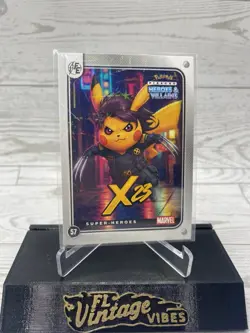 Pikachu as X-23 #57 Lazer Holo Marvel Heroes & Villains (Non-Pokemon Fan Art) - Image 1