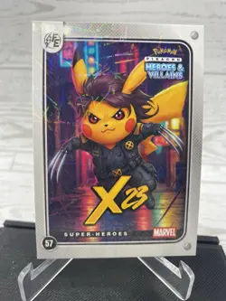 Pikachu as X-23 #57 Lazer Holo Marvel Heroes & Villains (Non-Pokemon Fan Art) - Image 2