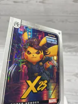 Pikachu as X-23 #57 Lazer Holo Marvel Heroes & Villains (Non-Pokemon Fan Art) - Image 3