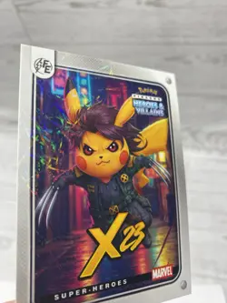Pikachu as X-23 #57 Lazer Holo Marvel Heroes & Villains (Non-Pokemon Fan Art) - Image 4