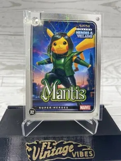 Pikachu as Mantis #32 Lazer Holo Marvel Heroes & Villains (Non-Pokemon Fan Art) - Image 1