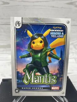 Pikachu as Mantis #32 Lazer Holo Marvel Heroes & Villains (Non-Pokemon Fan Art) - Image 2