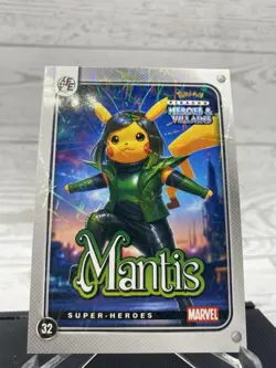 Pikachu as Mantis #32 Lazer Holo Marvel Heroes & Villains (Non-Pokemon Fan Art) - Image 3