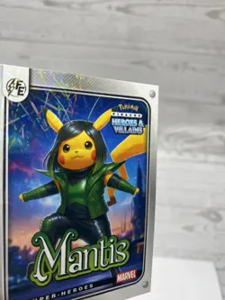 Pikachu as Mantis #32 Lazer Holo Marvel Heroes & Villains (Non-Pokemon Fan Art) - Image 4