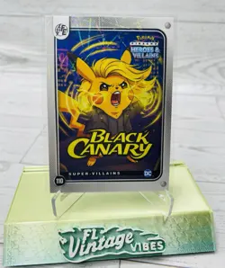 Pikachu as Black Canary 110 Lazer Holo DC Heros & Villains (Non-Pokemon Fan Art) - Image 1