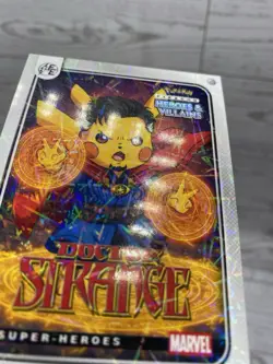 Pikachu as Dr. Strange Lazer Holo Marvel Heroes & Villains Non-Pokemon Fan Art - Image 4