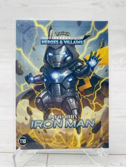 Pikachu as Iron Man #T10 Rare Holo Foil Heroes & Villains (non-Pokemon fan art) - Image 2