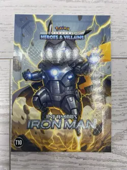 Pikachu as Iron Man #T10 Rare Holo Foil Heroes & Villains (non-Pokemon fan art) - Image 3