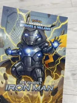 Pikachu as Iron Man #T10 Rare Holo Foil Heroes & Villains (non-Pokemon fan art) - Image 5