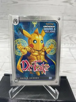 Pikachu as Dr. Fate #125 Lazer Holo DC Heroes & Villains (Non-Pokemon Fan Art) - Image 1