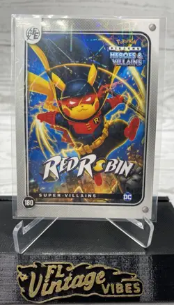 Pikachu as Red Robin #180 Lazer Holo DC Heroes & Villains (Non-Pokemon Fan Art) - Image 1