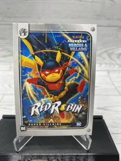 Pikachu as Red Robin #180 Lazer Holo DC Heroes & Villains (Non-Pokemon Fan Art) - Image 2
