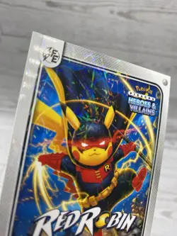 Pikachu as Red Robin #180 Lazer Holo DC Heroes & Villains (Non-Pokemon Fan Art) - Image 4