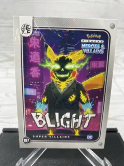 Pikachu as Blight #197 Lazer Holo DC Heroes & Villains (Non-Pokemon Fan Art) - Image 2