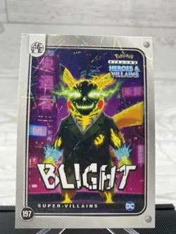 Pikachu as Blight #197 Lazer Holo DC Heroes & Villains (Non-Pokemon Fan Art) - Image 3