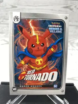 Pikachu as Red Tornado #149 Lazer Holo DC Heroes & Villains (Non-Pokemon Fan Art - Image 2