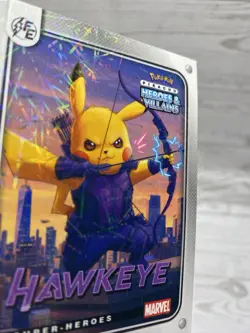 Pikachu as Hawkeye #21 Lazer Holo Marvel Heroes & Villains (Non-Pokemon Fan Art) - Image 4