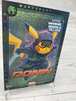 Pikachu as Ronin #E20 Rare Green Holo Heroes & Villains (non-Pokemon fan art) - Image 3
