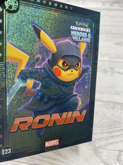 Pikachu as Ronin #E20 Rare Green Holo Heroes & Villains (non-Pokemon fan art) - Image 4