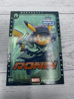 Pikachu as Ronin #E20 Rare Green Holo Heroes & Villains (non-Pokemon fan art) - Image 5