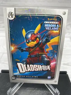 Pikachu as Deadshot #183 Lazer Holo DC Heroes & Villains (Non-Pokemon Fan Art) - Image 2