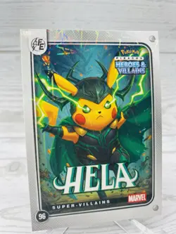 Pikachu as Hela #96 Lazer Holo Marvel Heroes & Villains (Non-Pokemon Fan Art) - Image 1
