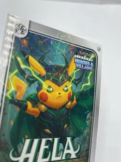 Pikachu as Hela #96 Lazer Holo Marvel Heroes & Villains (Non-Pokemon Fan Art) - Image 3