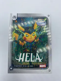 Pikachu as Hela #96 Lazer Holo Marvel Heroes & Villains (Non-Pokemon Fan Art) - Image 4