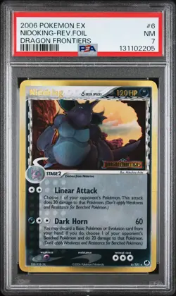 2006 POKEMON EX DRAGON FRONTIERS #6 NIDOKING-REVERSE FOIL PSA 7 - Image 1