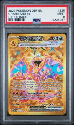 PSA 9 MINT 2023 POKEMON SV03 OBSIDIAN FLAMES CHARIZARD EX HYPER RARE #228 - Image 1