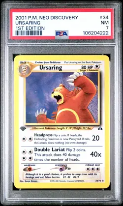 2001 Pokemon Neo Discovery - Ursaring #34 1st Edition - PSA 7 - Image 1