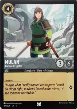 189/204 MULAN ARMORED FIGHTER URSULAS RETURN UNCOMMON DISNEY LORCANA CARD - Image 1