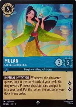142/204 MULAN CONSIDERATE DIPLOMAT EN9 SUPER RARE DISNEY LORCANA CARD - Image 1