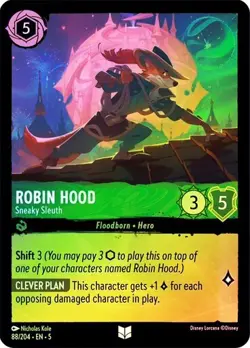 Disney Lorcana Robin Hood Sneaky Sleuth 88/204 Cold Foil Shimmering Skies - Image 1