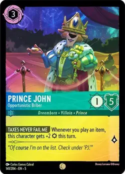 Disney Lorcana Prince John 141/204 Shimmering Skies Cold Foil Common Card NM - Image 1