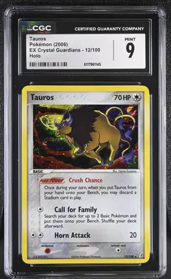 CGC 9 MINT Tauros 2006 EX Crystal Guardians 12/100 Holo Pokemon Card - Image 1