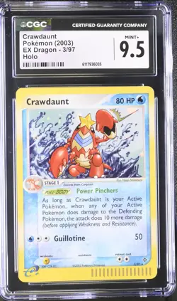 CGC 9.5 MINT+ Crawdaunt 2003 EX Dragon 3/97 Holo Pokemon Card - Image 1