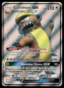 Pokemon Cards Gumshoos GX 145/149 Sun & Moon Rare Ultra NM - Image 1