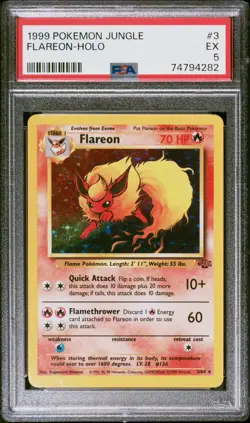 1999 POKEMON JUNGLE #3 FLAREON HOLO PSA 5 FRESH SLAB!! - Image 1