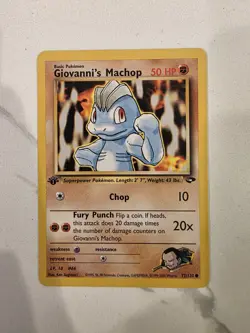 1st Edition Giovanni's Machop 72/132 Gym Challenge Non Holo - NM Pokemon Card - Image 1