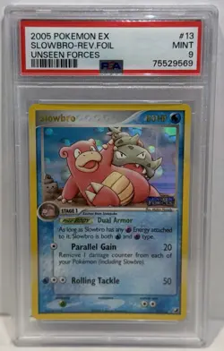 2005 Pokemon EX Slowbro Reverse Foil Holo Unseen Forces PSA 9 Mint - Image 1
