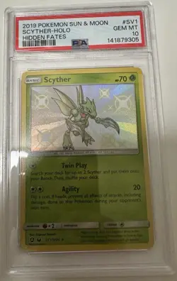 2019 Pokemon Sun & Moon Scyther Holo PSA 10 Hidden Fates Shiny Vault SV1 - Image 1