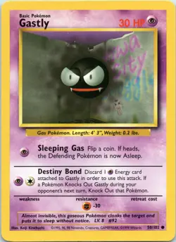 Pokemon TCG Gastly Base Set 50/102 Regular Unlimited Common - Image 1