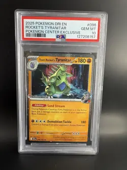Pokemon Team Rocket's Tyranitar 096/182 Rare PSA 10 Center Exclusive - Image 1