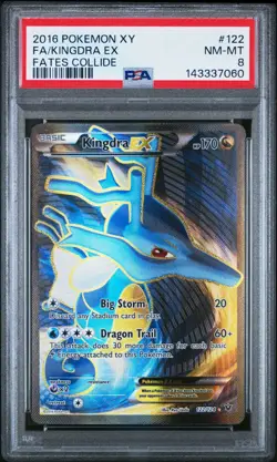 2016 POKEMON XY FATES COLLIDE #122 FULL ART/KINGDRA EX PSA 8 - Image 1