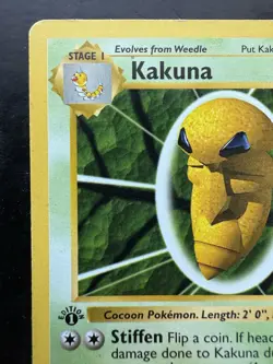 1999 Pokemon Base Set Kakuna 1st Edition Shadowless 33/102 English (MP) - Image 2